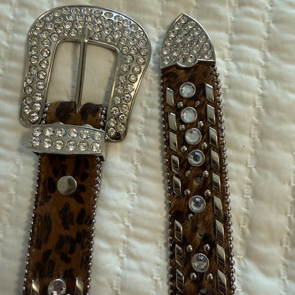 Leopard Print Rhinestone Belt - Picture 2 of 7